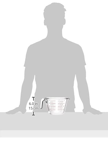 Amazon Basics Glass Measuring Cup, Precise 8 Cup Capacity, Clear Kitchen Measuring Tool, 2 L