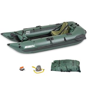Sea Eagle 285 Frameless Inflatable 9’ Pontoon Fishing Boat - 1 Person- Lightweight, Portable-Perfect for Hunting & Fishing-Sets up in 5 Minutes