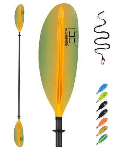 OCEANBROAD Carbon Fiber Kayak Paddle 90.5in/230cm, 86in/218cm for Adults Kayaking Boating Canoeing Oar with Paddle Leash