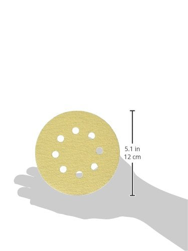 POWERTEC 50 PCS 220 Grit - 5 Inch 8 Hole Hook and Loop Sanding Discs, 5" Sanding Pads for Automotive, Drywall, Woodworking with Orbital Sander, Air, and DA Sander (44022G-50)