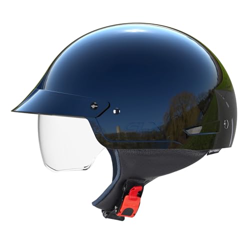 GLX M14 Open Face Motorcycle Helmet - Matte Black, Large - DOT Approved