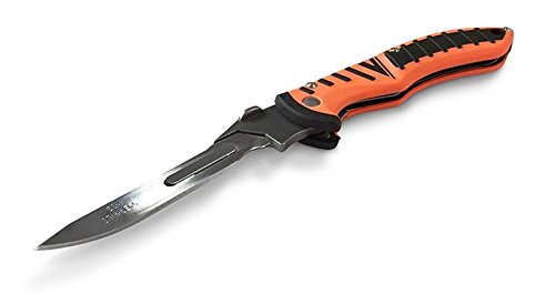 Havalon Forge - Blaze Orange Hunting Knife Quick-Change 60A Stainless Steel Blades, Non-Slip Rubberized Handle, Ambidextrous Thumb Studs, Includes Nylon Holster