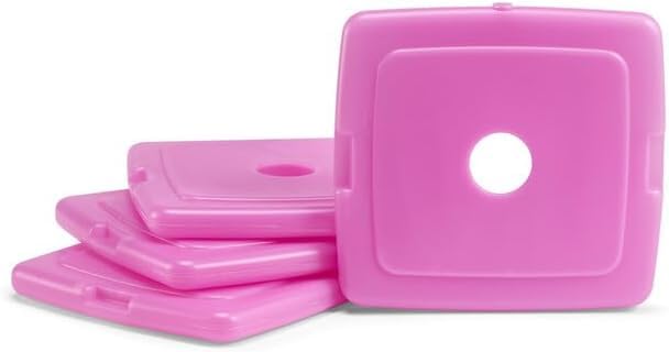 Cool Coolers by Fit & Fresh 4 Pack Slim Ice Packs, Quick Freeze Space Saving Reusable Ice Packs for Lunch Boxes or Coolers, Multi Colored