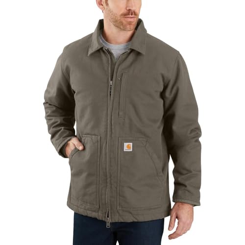 Carhartt Men's Loose Fit Washed Duck Sherpa-Lined Coat