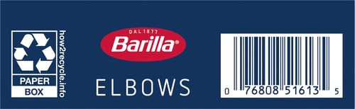 Barilla Elbows Pasta, 16 oz. Box (Pack of 8) - Non-GMO Pasta Made with Durum Wheat Semolina - Kosher Certified