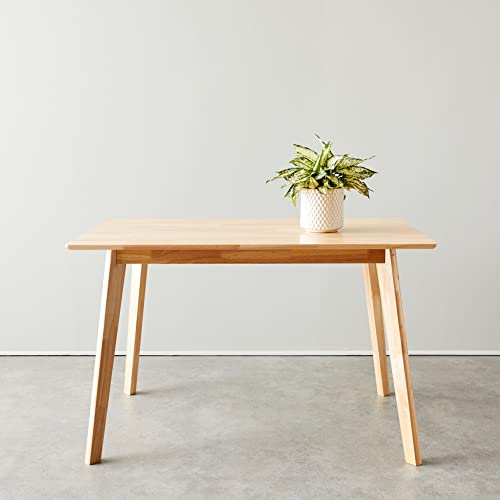 Amazon Basics FSC Certified Sturdy Solid Wood Rectangular Dining Table, Easy Assembly, Kitchen Table, 29.5"D x 47.2"W x 29.5"H, Natural Wood