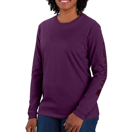 Carhartt Women's Plus Size Loose Fit Heavyweight Long Logo Sleeve Graphic T-Shirt