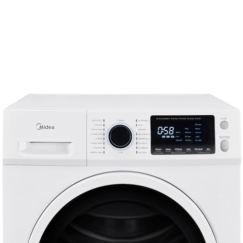Midea 24 Inch Washer and Dryer Combo, All in One Washer and Dryer 2.7 cu.ft 26lbs, Ventless Washing Machine, Steam Care, Overnight Dry, 1400 RPM, 16 Cycles Front Load Washer, Full-Automatic, White
