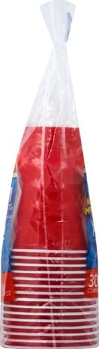 Hefty Party On Red Plastic Cups, Disposable Plastic Party Cups for Easy Cleanup and Large Gatherings, Red Cups for BBQs, Birthdays, Parties, and More, 18 Ounce, 50 Count