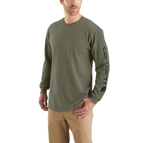Carhartt Men's Loose Fit Heavyweight Long-Sleeve Logo Sleeve Graphic T-Shirt