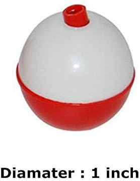 50 Pcs Fishing Bobbers Floats,1 inch Hard ABS Bobber for Fishing Snap-on Round Fishing Floats Red and White Fishing Bobbers Bobs Fishing Party Decorations