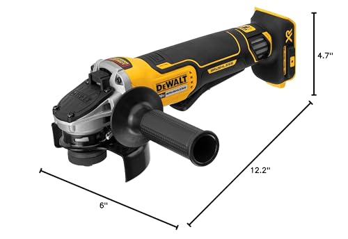 DEWALT 20V MAX* Angle Grinder Tool Cordless Brushless, 4 1/2 Inch, with Paddle Switch and Kickback Brake, Tool Only (DCG413B)
