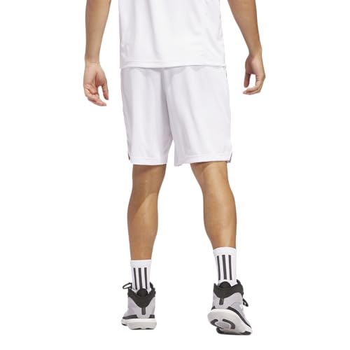 adidas Men's Basketball Legends 3-Stripes Shorts, White/Black