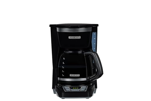 BLACK+DECKER 12-Cup Digital Coffee Maker, Programmable, Washable Basket Filter, Sneak-A-Cup, Auto Brew, Water Window, Keep Hot Plate, Black
