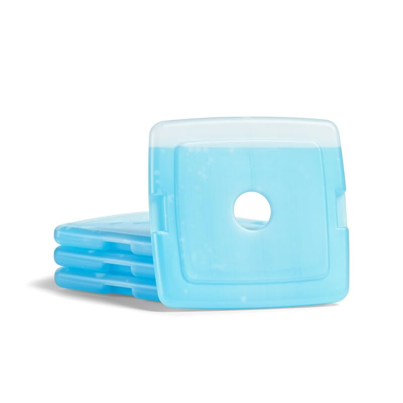 Cool Coolers by Fit & Fresh 4 Pack Slim Ice Packs, Quick Freeze Space Saving Reusable Ice Packs for Lunch Boxes or Coolers, Multi Colored