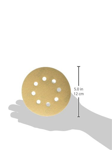 POWERTEC 50 PCS 220 Grit - 5 Inch 8 Hole Hook and Loop Sanding Discs, 5" Sanding Pads for Automotive, Drywall, Woodworking with Orbital Sander, Air, and DA Sander (44022G-50)