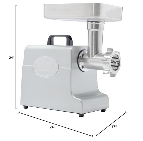 LEM Products MightyBite #8 Meat Grinder, 500 Watt Aluminum Electric Meat Grinder Machine, Ideal for Regular Use