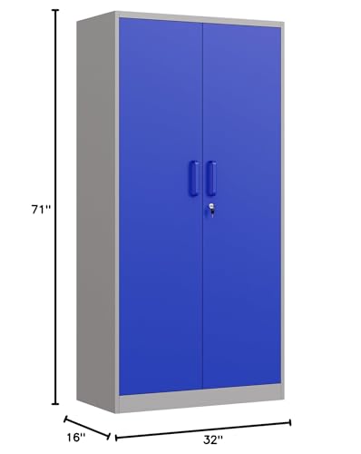 Letaya Metal Garage Storage Cabinets with Lock-72 Tall Tool Organizer Steel Lockers, 5 Adjustable Layers Shelves for Home,Office,Warehouse,Garage,(Black-72“)