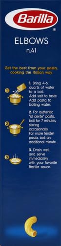 Barilla Elbows Pasta, 16 oz. Box (Pack of 8) - Non-GMO Pasta Made with Durum Wheat Semolina - Kosher Certified
