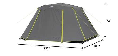 CORE Instant Cabin Tents | 6 Person / 9 Person / 10 Person / 12 Person Family Cabin Multi Room Pop Up Tents Car Camping | Included Storage Pockets for Camping Accessories