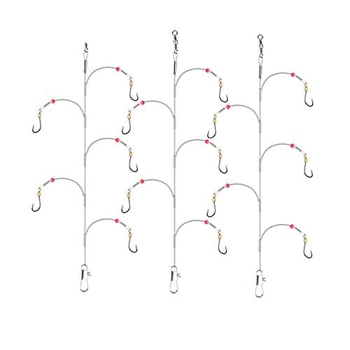 Fishing Hook with Leader,5 Hooks Fishing Rig-7 Strands Nylon Coated Fishing Leader with Swivle,Snap,Hooks