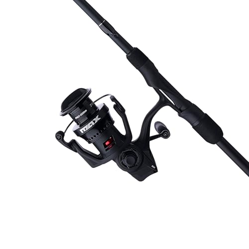 Abu Garcia 7' Max SX Spinning Reel and Fishing Rod Combo, Size 4000 Reel, 7 Stainless Steel Ball Bearings, Smooth Oil Felt Front Drag System, 24 Ton Graphite Rod Blank