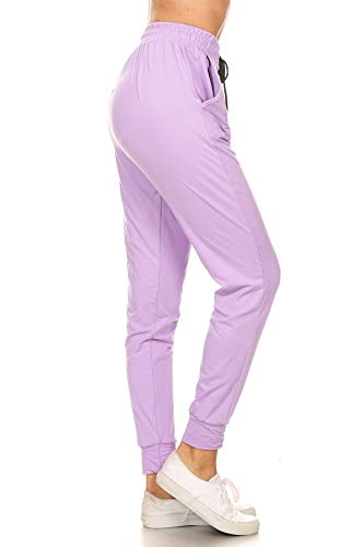Leggings Depot Women's Relaxed-fit Jogger Track Cuff Sweatpants with Pockets for Yoga, Workout