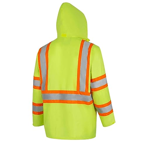 Pioneer Hi Vis Lightweight Waterproof Safety Rain Suit - Reflective Work Rain Gear for Men and Women