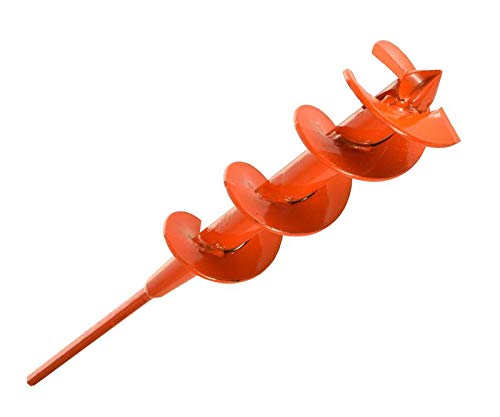 Heavy Duty Garden Dirt Hole Auger - 1/2" Hex Shank (3" - Orange)