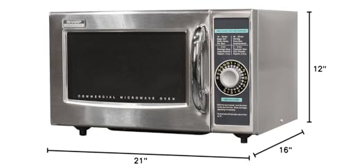 Sharp R-21LCFS Medium-Duty Commercial Microwave Oven with Dial Timer, Stainless Steel, 1000-Watts, 120-Volts