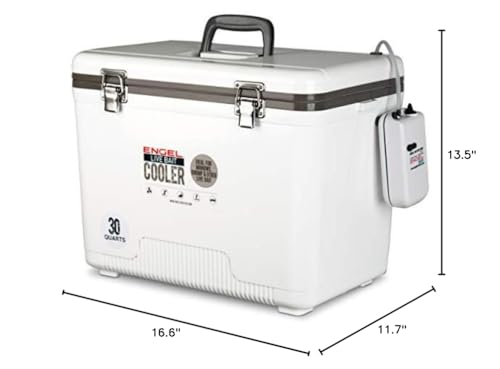 Engel Live Bait Cooler Box with 2nd Gen 2-Speed Aerator Pump - Portable Fishing Station & Minnow Bucket for Shrimp & Other Live Fish with Aerator - ENGLBC-N