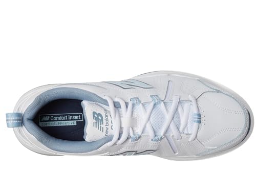 New Balance Women's 608 V5 Casual Comfort Cross Trainer, White/Light Blue, 9