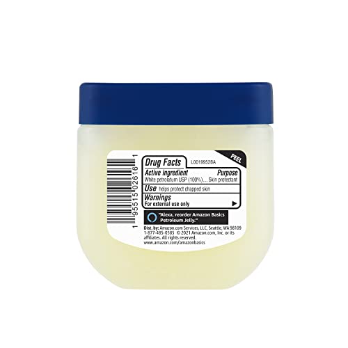 Amazon Basics Petroleum Jelly White Petrolatum Skin Protectant, Moisturizer for Chapped Lips and Irritated Skin, Unscented, 3.75 oz, 1-Pack (Previously Solimo)