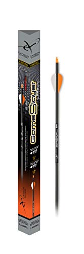 Carbon Express Gameslayer Fletched Carbon Arrows with 2" Nrg Speed Vane, 250 OR 350 Options, Pre-Cut at 30" with Inserts Installed, Black/Orange