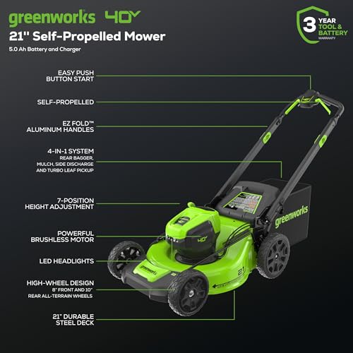 Greenworks 40V 16" Cordless Lawn Mower, Ultra-Light Push Mower with 4.0Ah Battery & Charger(75+ Tool Compatibility, 45Min Runtime)