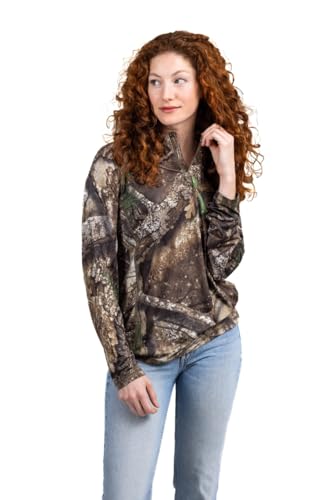 Realtree Women's Camo UV Protection Shirts and Hoodies Long Sleeve for Hunting, Fishing, Running and Hiking