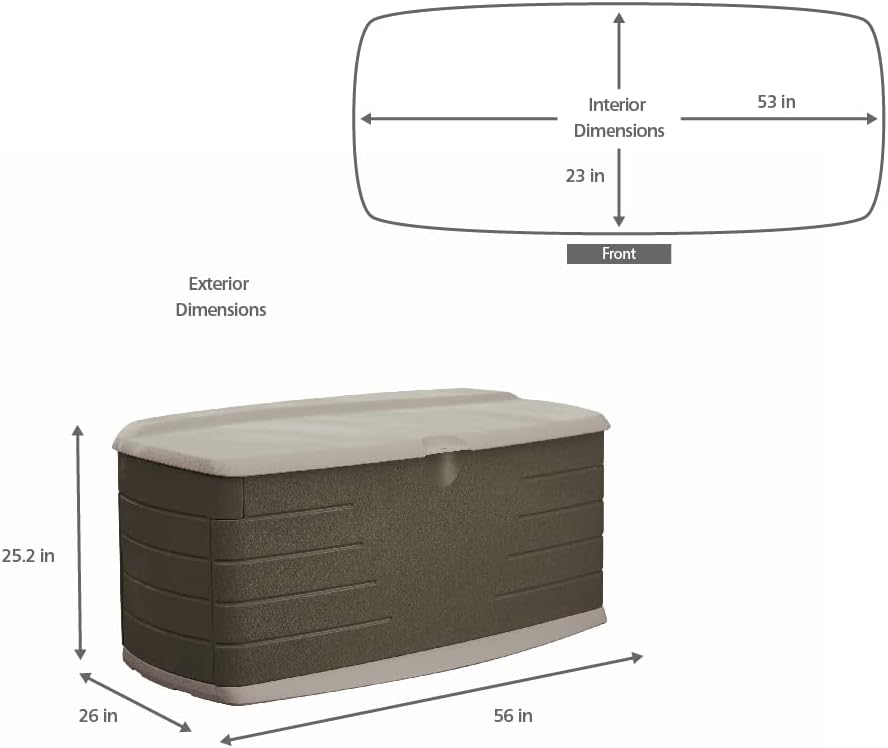 Rubbermaid Extra Large Resin Outdoor Storage Deck Box with Seat (120 Gal), Weather Resistant, Brown, Deck Organization for Home/Backyard/Pool Chemicals/Toys/Garden Tools/Porch/Patio Cushions