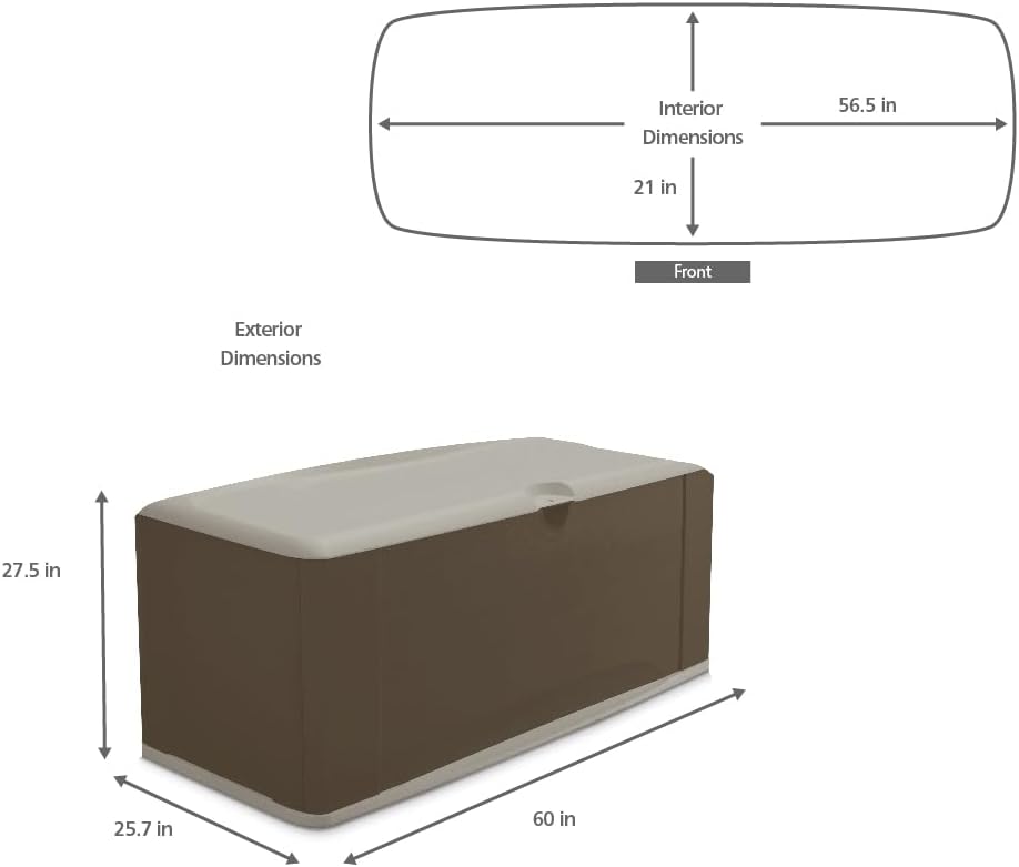 Rubbermaid Extra Large Resin Outdoor Storage Deck Box with Seat (120 Gal), Weather Resistant, Brown, Deck Organization for Home/Backyard/Pool Chemicals/Toys/Garden Tools/Porch/Patio Cushions