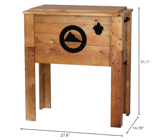 Wooden Patio Beverage Cooler for Porch, Deck or Patio - American Flag Design - 57 Qt - Backyard Expressions