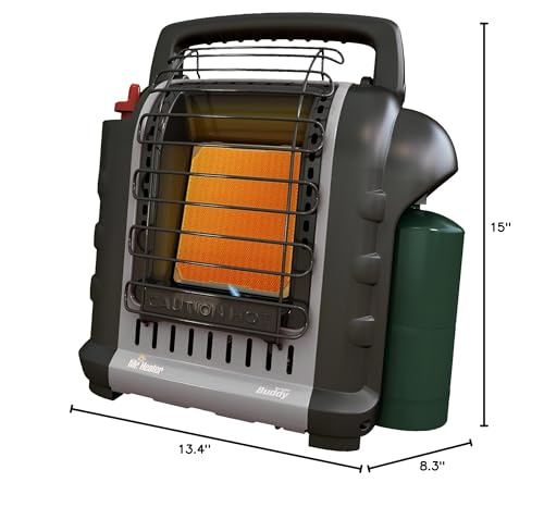 Mr. Heater Portable Buddy Heater MH9BX 4,000-9,000 BTU Indoor-Safe Propane Radiant Heater For Campers, Workshops, Job Sites, Patios & More - Red, Black