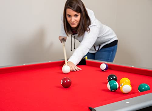 Hathaway Maverick 7 Foot Pool Table with Table Tennis Top – With Accessories for Both Games – Space-Saving Ping Pong and Pool Table Combo for Families – Matte Black Finish, Red Felt
