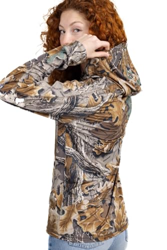 Realtree Women's Camo UV Protection Shirts and Hoodies Long Sleeve for Hunting, Fishing, Running and Hiking
