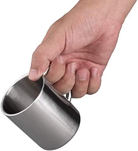 IMEEA Coffee Mugs Camping Cup 10oz Double Walled Stainless Steel Camping Mug with Handle, Set of 2