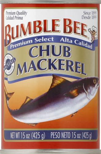 Bumble Bee Chub Mackerel, 15 oz Can (Pack of 12) - Canned Mackerel Fish, High Protein Keto Food, Gluten Free