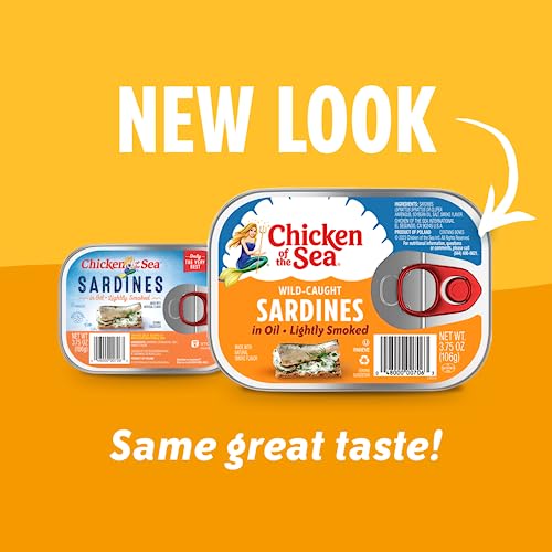 Chicken of the Sea Sardines in Olive Oil, 3.75 oz. Cans (Pack of 18), Wild Caught Canned Sardines, Packaging May Vary