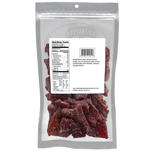 Old Trapper Beef Jerky, Old-Fashioned 10-Ounce Bag, Tender Meat Snacks for Lunches or Between Meals, 11 Grams of Protein, Zero Grams of Fat, and 70 Calories per Ounce (Pack of One)