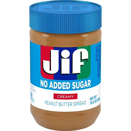Jif No Added Sugar Creamy Peanut Butter Spread, 33.5 Ounces (Pack of 8), Smooth, Creamy Texture, No Stir Peanut Butter Spread