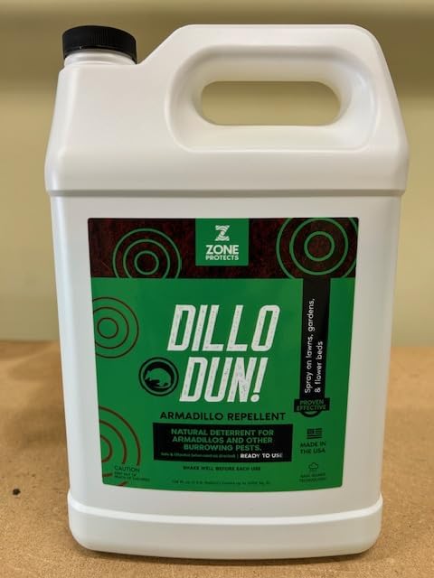 Zone Protects Dillo Dun! Armadillo Repellent Spray. Stop Armadillos from Digging in Your Yard, Gardens and Flower Beds. Natural Armadillo Repellent Liquid Spray
