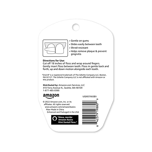 Amazon Basics Extra Comfort Mint Dental Floss, Shred Resistant, Slides Easily Between Teeth, 40 M, 1-Pack