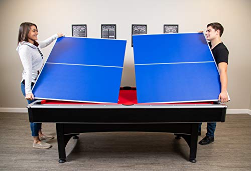 Hathaway Maverick 7 Foot Pool Table with Table Tennis Top – With Accessories for Both Games – Space-Saving Ping Pong and Pool Table Combo for Families – Matte Black Finish, Red Felt